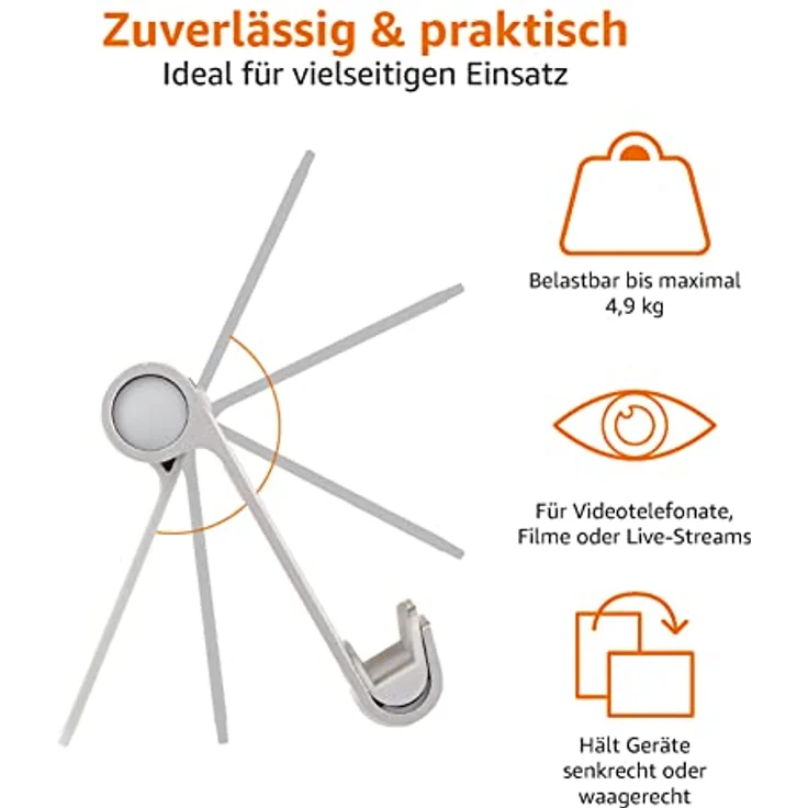 AmazonBasics Tragbarer Ständer mit verstellbarem Betrachtungswinkel für Tablets, E-Reader und Handys - Silber – Bild 4