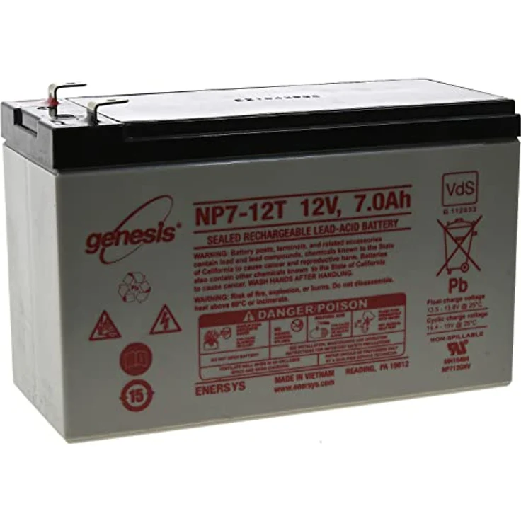 akku-net Enersys Hawker AGM Genesis Bleiakku 12V 7 Ah VDs, wartungsfrei, schwarz – Bild 1
