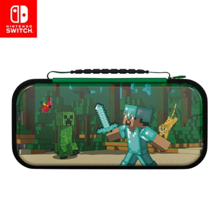 PDP Travel Case Plus GLOW - Minecraft Forest Battle, 3D-leuchtendes Design für Nintendo Switch, Lite und OLED Model mit integrierter Standfunktion – Bild 1