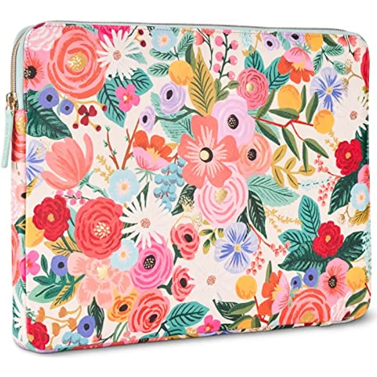 Rifle Paper Co. Laptoptasche für MacBook Pro/Air M2 13 Zoll (35,6 cm), gepolsterte Außenseite, Satin-Innenseite, metallischer Reißverschluss, Florale Laptoptasche für MacBook Pro/Air M2 13 Zoll, HP,