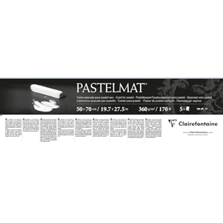Clairefontaine Pastelmat, Bastelpapier für Trockene Techniken, 360 g/m², 5 Bogen 50x70 cm – Bild 1