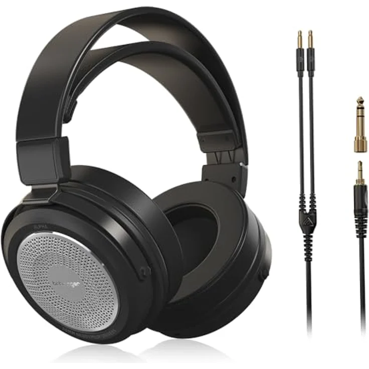 Behringer Alpha Retro-Stil Kopfhörer, Ohrumschließend mit 50-mm-Treibern, abnehmbares Audiokabel, inklusive 3,5 auf 6,3 mm Adapter und Hülle – Bild 1