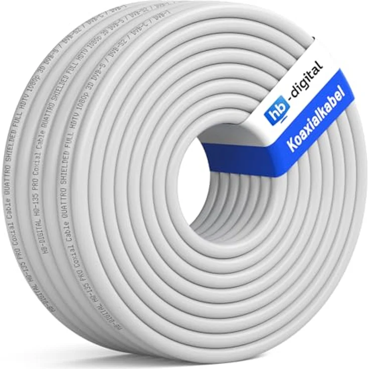 135dB 15m Koaxial SAT Kabel HQ-135 PRO 4-fach geschirmt für DVB-S / S2 DVB-C und DVB-T BK Anlagen + 4 vergoldete F-Stecker SET Gratis dazu – Bild 9