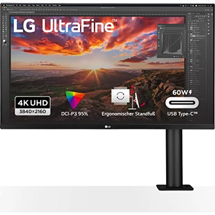 LG UltraFine Ergo 4K IPS Monitor 32UN880-B.BEU 80,01cm - 31,5 Zoll, UHD, ergonomischer Standfuß, HDR10, Gaming Features, Schwarz