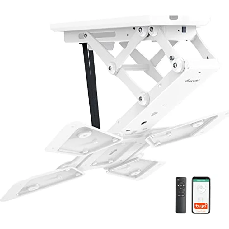 EasyLife EL-DHM-55W Motorisierte TV Deckenhalterung elektrisch schwenkbar, 23–55 Zoll, Smart Home Integration, VESA 400x400, Weiß – Bild 1