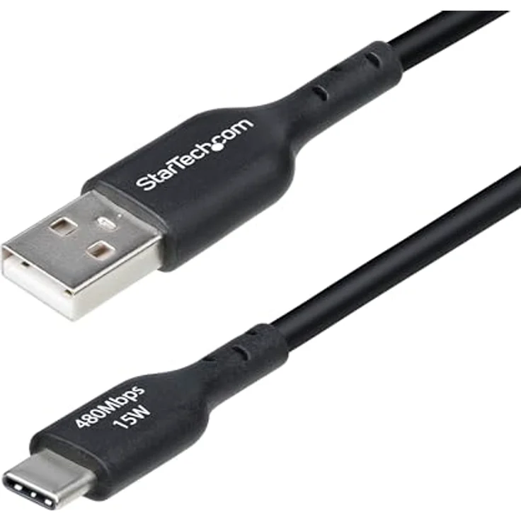 StarTech.com 2m USB-A auf USB-C Ladekabel, 3A Schnellladung, USB 2.0, Schwarz – Bild 1
