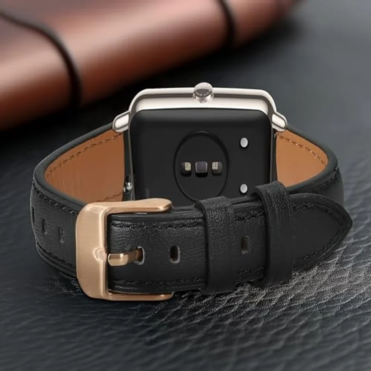 kwmobile Echtleder Uhrenarmband für Huawei Watch Fit mini, verstellbares Fitnessarmband in Schwarz Braun, Schutz und Stil für Smartwatches – Bild 3