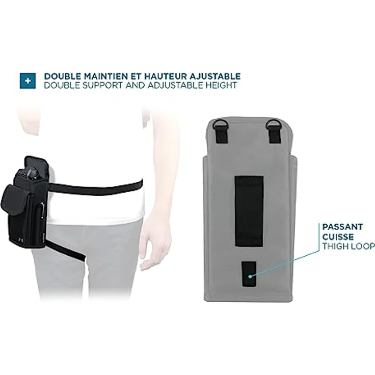 Mobilis Holster, Mobile Computer/Scannertasche Größe L mit Gürtel, Beinschlaufen und Tasche, Schwarz (max. Gerätegröße 8,5 x 14,5 x 2 cm) – Bild 3