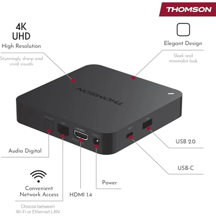 Thomson Streaming Box 245, 4K UHD Google TV, Live-TV, Dolby Atmos, 32GB Speicher, WLAN, Bluetooth 5.0, HDMI 2.1 – Bild 4