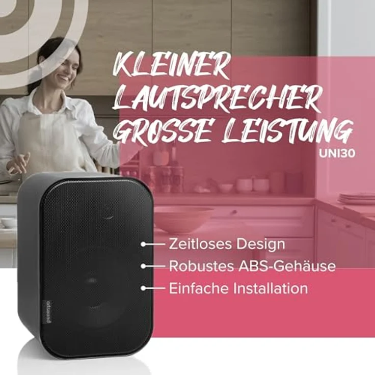 Artsound UNI30 B, 2-Wege 2.0 Lautsprecher, kabelgebunden, 100-20000 Hz, 8 Ohm, Schwarz – Bild 3