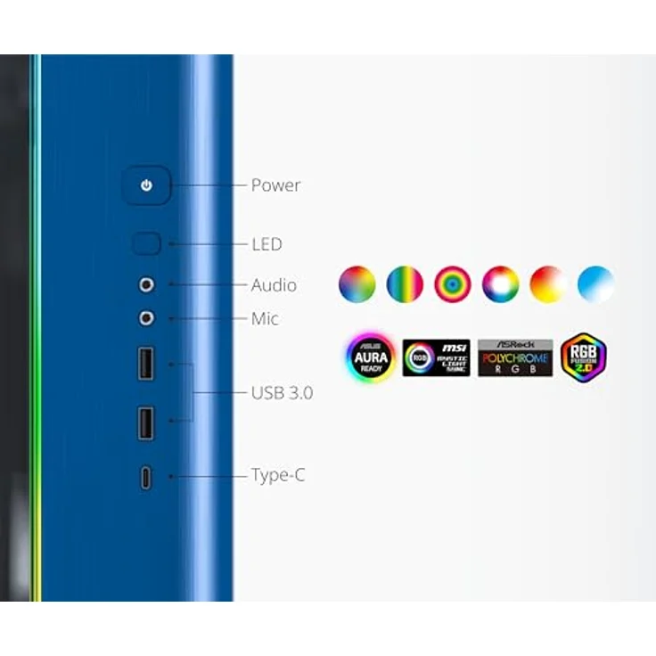 MONTECH, King 95 Pro PC-Gehäuse ATX mit Doppelkammer mit hohem Luftdurchsatz, werkzeuglose Paneele, Vorderseite aus gehärtetem Glas, robust, sechs vorinstallierte ARGB PWM Lüfter mit Hub – Bild 5