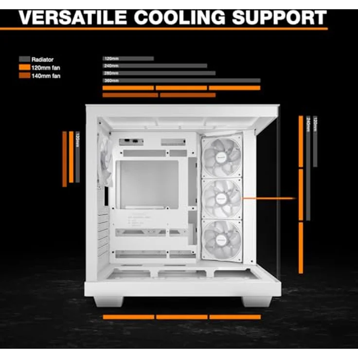 be quiet! LIGHT BASE 500 LX White, Midi-Tower PC-Gehäuse für Mini-ITX, microATX und ATX, 4 vorinstallierte Lüfter, bis 10 Lüfterplätze, CPU-Kühler bis 185 mm, Grafikkarten bis 400 mm – Bild 8