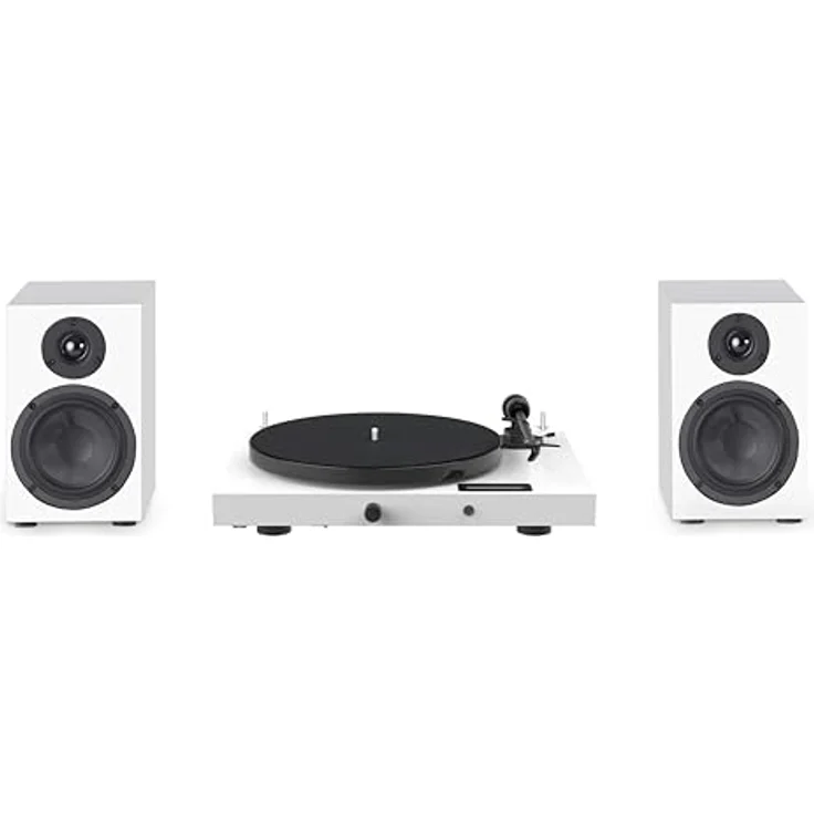 Pro-Ject Juke Box E1 HiFi Set, Audiophiles Plattenspielersystem mit Lautsprechern, BT Streaming, Line Input, Fernbedienung (Weiß) – Bild 2