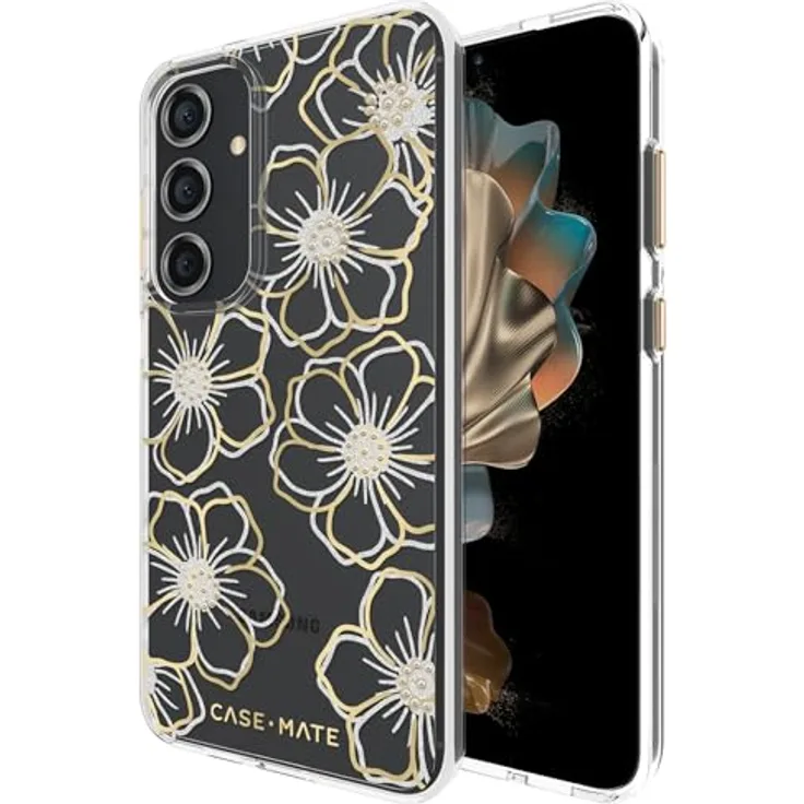 Case-Mate Schutzhülle für Samsung Galaxy S24 Plus, 17 cm (6,7 Zoll), Blumen-Edelstein-Handyhülle mit 3,6 m Fallschutz, kabellosem Laden, kratzfest, glitzernd