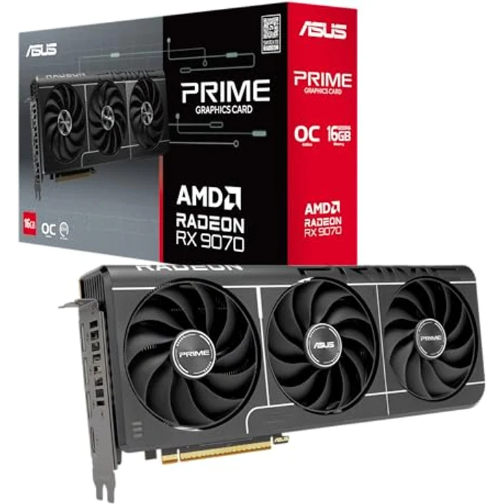 ASUS Prime Radeon RX 9070 OC Edition, 16GB GDDR6 Gaming Grafikkarte mit PCIe 5.0, 3x DisplayPort 2.1a und 1x HDMI 2.1b, optimaler Kühlung im 2.5-Slot-Design – Bild 1