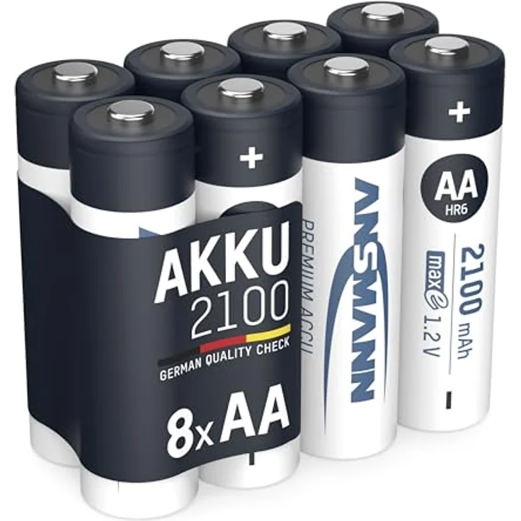 ANSMANN Akku AA Mignon 2100mAh 1,2V NiMH - wiederaufladbare Batterien AA Akkus maxE (geringe Selbstentladung & vorgeladen) ideal für Spielzeug, Funk-Tastatur-Maus, Wii & Xbox Controller (8 Stück) – Bild 2