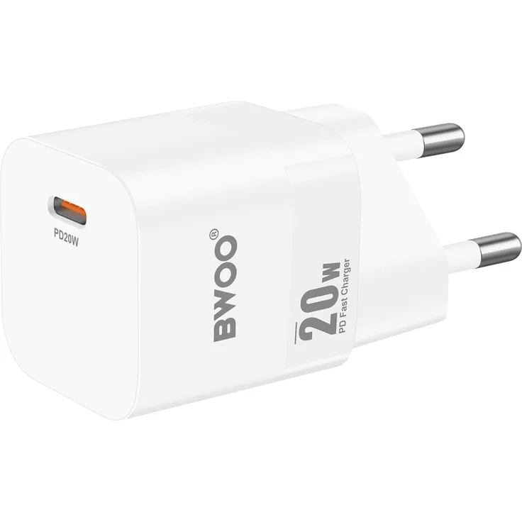 Bwoo CDA155, USB-C Netzteil mit 20 Watt Power Delivery Schnellladung, kompakt, Weiß