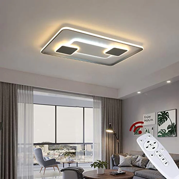 Eurotondisplay LED Deckenleuchte 9641-CFX, 90x60 cm 224W, Fernbedienung, dimmbar, weiß/schwarz, A+ – Bild 5