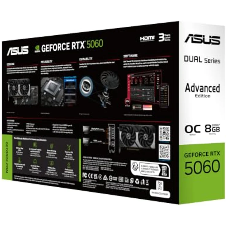 ASUS GeForce RTX 5060 DUAL OC Advanced, 8GB GDDR7 RAM, Overclocked, 228mm, PCIe 5.0, 0dB-Technologie – Bild 11
