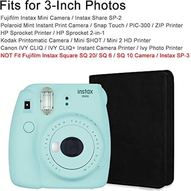 Fintie Fotoalbum für Fujifilm Instax Mini 12/11/9/EVO/40/90/Liplay/Link 2, Schwarz - 104 Taschen 3 Zoll Film Foto-Album für Instax Mini 8/7+/7s/25/Link, Kodak Polaroid Sofortbildkamera Drucker – Bild 2