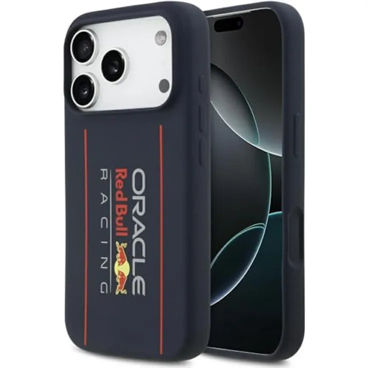 Red Bull Silicone Oversize Vertical Logo MagSafe Case, Smartphone Hülle für iPhone 17 Pro, Navy Blue