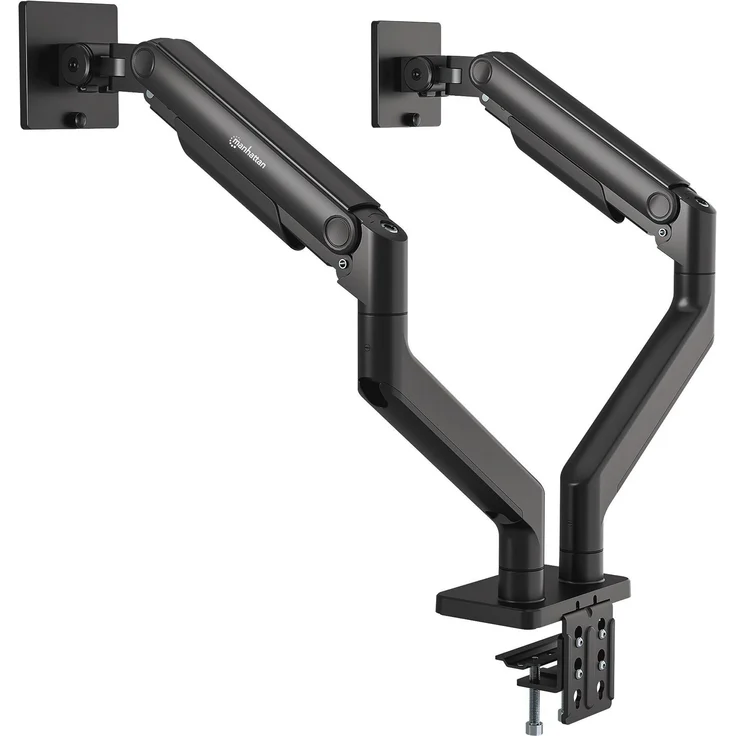 Manhattan Tischhalterung für zwei Monitore, Aluminium, höhenverstellbar, neigbar, schwarz