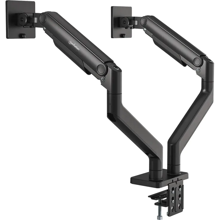 Manhattan Tischhalterung für zwei Monitore, Aluminium, höhenverstellbar, neigbar, schwarz