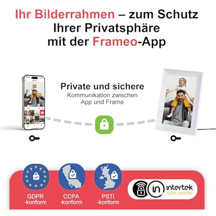 QCREA Frameo Digitaler Bilderrahmen WLAN, 10.1 Zoll IPS Touchscreen mit 1280x800 HD-Auflösung, 32GB Speicher, automatische Rotation, wandmontagefähig, weiß – Bild 5