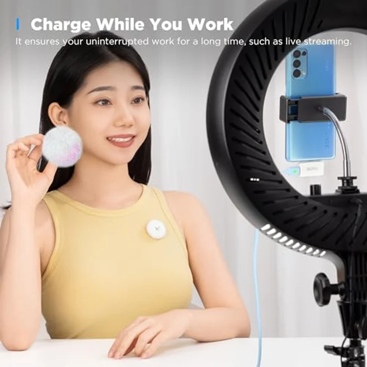 Boya Omic-U-W Wireless Lavalier Mikrofon für iPhone 15 Android USB-C PC Laptop Telefon, Geräuschunterdrückung, 15h Akku, Mini Revers Wireless Mic Podcast für Videoaufnahme, Vlogging, Live Streaming, magnetischer Rückenclip – Bild 5