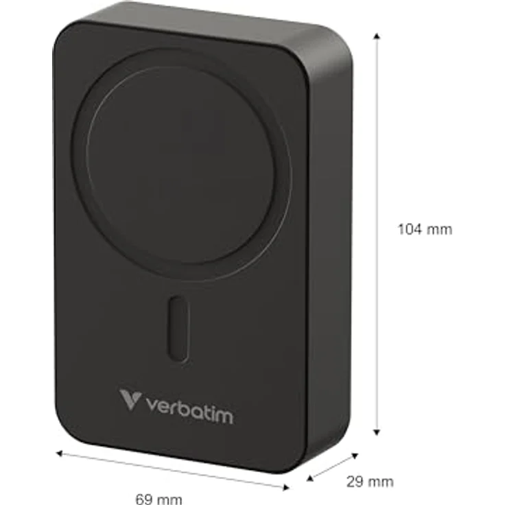 Verbatim Charge 'n' Go Powerbank, 20.000 mAh, mit Schnellladen PD, kabelloses Laden und USB-C Anschluss, schwarz – Bild 3