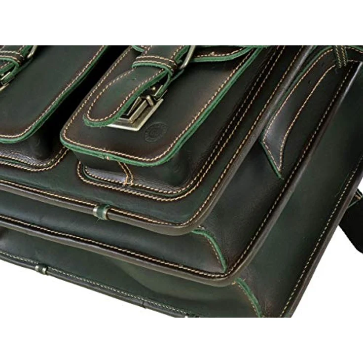 Greenburry Aktentasche Leder Schultasche XL Lehrertasche Tasche New Buffalo grün Damen Herren Schule Uni Arbeit – Bild 4