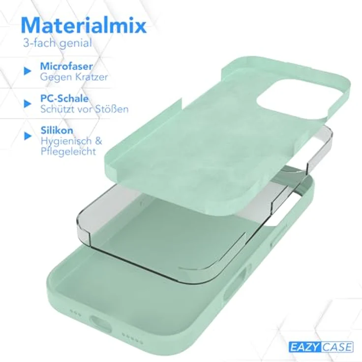 EAZY CASE Premium Silikon Handyhülle für iPhone 16 Pro, Slimcover mit Kameraschutz und Innenfutter, mintgrün – Bild 5