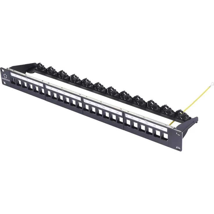 Renkforce 24 Port Patchpanel 483mm (19"), 1 HE, unbestückt, schwarz aus robustem Stahl