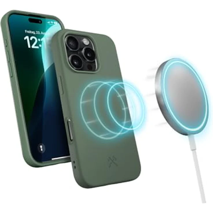 Woodcessories - BioCase, Magnetische Handyhülle für iPhone 16 Pro kompatibel mit MagSafe, Hülle mit Magnet grün - Nachhaltig aus Pflanzen – Bild 1