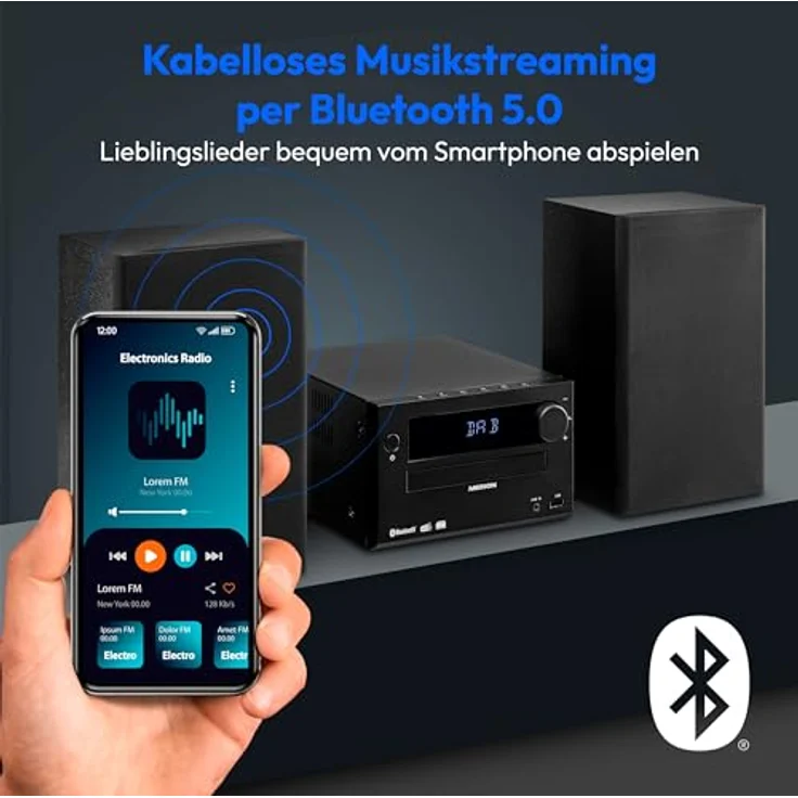 MEDION E64482 Micro Audio System Kompaktanlage (DAB+, CD Player, Bluetooth, USB) in Schwarz – Bild 3