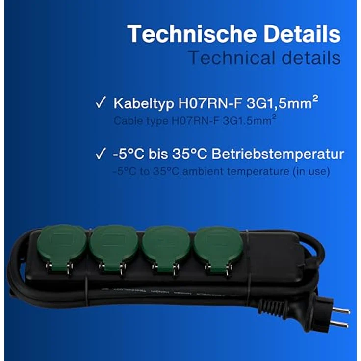 Rev Ritter 0512468555 Steckdosenleiste 4-fach IP44 KS 1.4 m, sw-ge – Bild 5