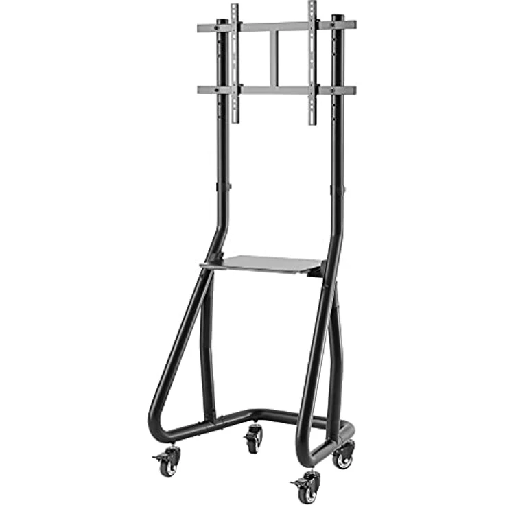 InLine TV-Wagen (80", 80 kg), Schwarz, Ständer für LED TV bis 80 Zoll, Höhenverstellbar, Diebstahlsicherung, Zusätzliche Ablage – Bild 3