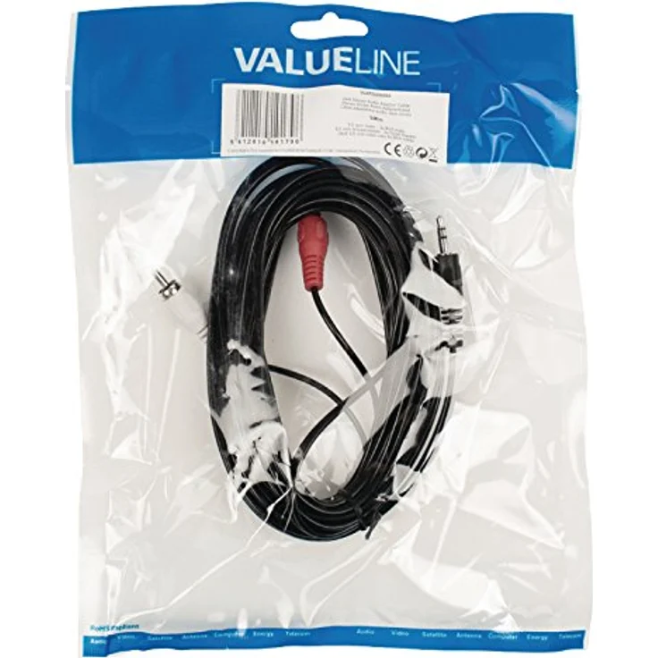 Valueline VLAP22200B50 - Stereo-Audiokabel - 3,5 mm Klinkenstecker auf 2x Cinch Stecker - 5m – Bild 5