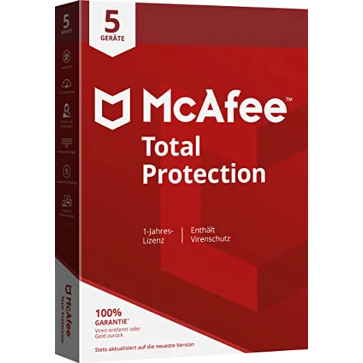 McAfee Total Protection 5-Geräte, 1-Jahr (Code in a Box). Für Windows/Mac/Android/iOS: Für Windows und MAC – Bild 1
