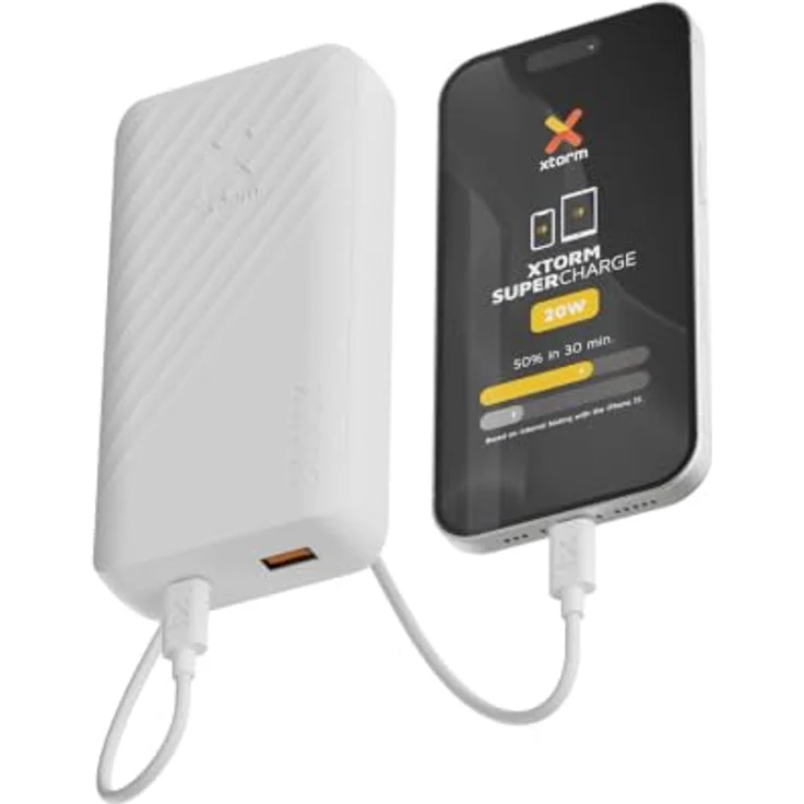 Xtorm Go2 Evolution Powerbank, 20.000mAh, 1x USB-A & 1x USB-C, Schnelllader für Samsung und iPhone, Ice White – Bild 6