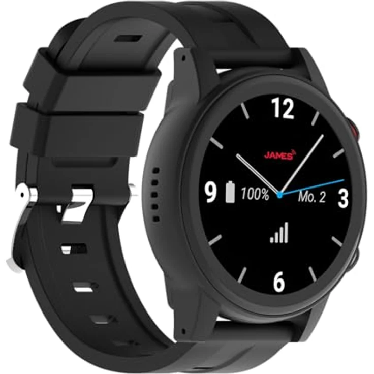 James R9 Notrufuhr & JAMES Locator, SOS-Notruf, GPS-Ortung, Sturzmelder, Geofence, AMOLED-Display, IP67 Wasserschutz, Schwarz, Premium Bundle – Bild 3