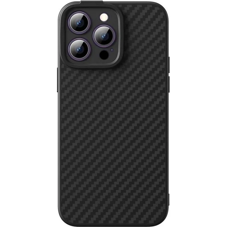 Baseus Magnetic Case Synthetic Fiber Series für iPhone 14 Pro, Schwarz, mit gehärtetem Glas und Reinigungskit, zuverlässiger Schutz vor Stößen und Kratzern