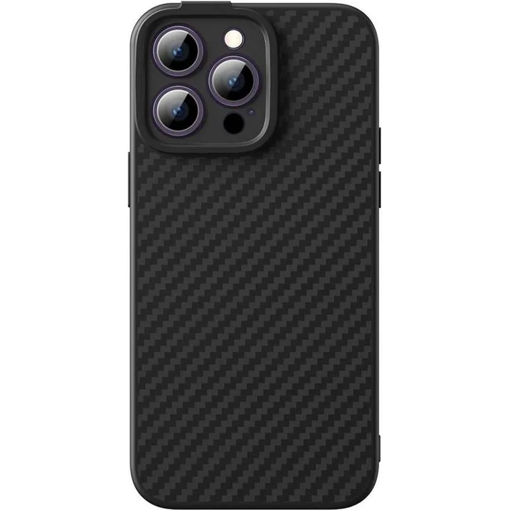 Baseus Magnetic Case Synthetic Fiber Series für iPhone 14 Pro, Schwarz, mit gehärtetem Glas und Reinigungskit, zuverlässiger Schutz vor Stößen und Kratzern