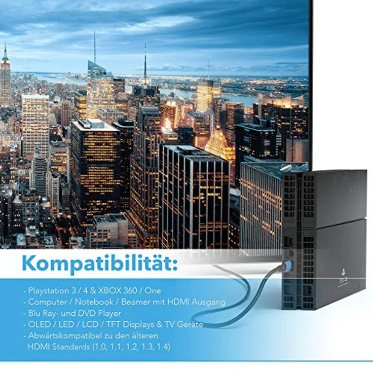 10m | HDMI-Kabel 2.0 a/b | 4K Ultra HD 2160p / Full HD 1080p | 3D / ARC / CEC | Ethernet | TV | PC/ Notebook | von JAMEGA – Bild 6