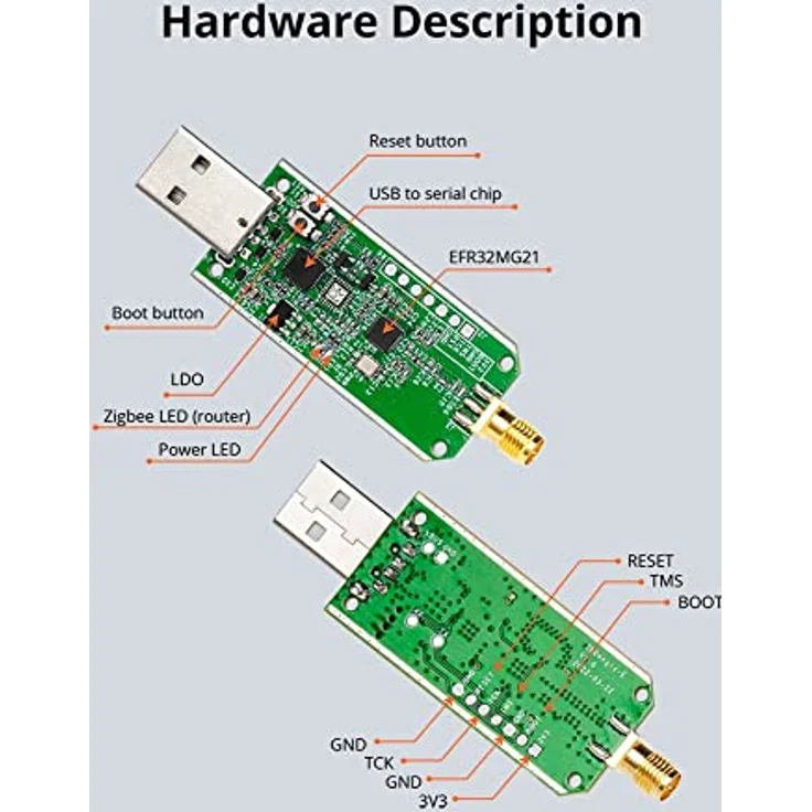 smart-home-komponente Zigbee Gateway, ZBDongle-E USB Zigbee 3.0 USB Dongle Plus, EFR32MG21 + CH9102F Zigbee USB-Stick in Aluminiumgehäuse – Bild 2