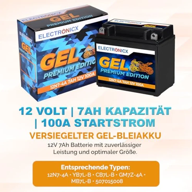 Electronicx GEL Motorradbatterie 7Ah 12V, wartungsfrei und auslaufsicher für Motorrad, Roller und Quad – Bild 5
