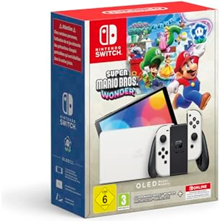 Nintendo Switch – OLED-Modell (weiß) + Super Mario Bros. Wonder Switch Online – 12-monatige (365-tägige) Einzelmitgliedschaft – Bild 1