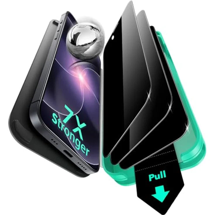 ESR AntiSpy Panzerglas für iPhone 17e/16e/14/13/13 Pro, HD klar, 3 Sekunden Schnellinstallation, Armorite gehärtetes Glas, hüllenfreundlich, 3 Stück – Bild 1