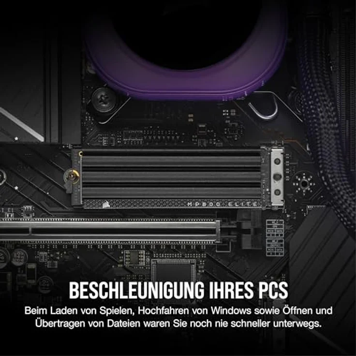 Corsair MP600 ELITE 4TB M.2 PCIe Gen4 x4 NVMe SSD - Bis zu 7.000MB/Sek. Sequentielles Lesen, Integrierter Kühlkörper, High-Density 3D TLC NAND, Schwarz – Bild 3