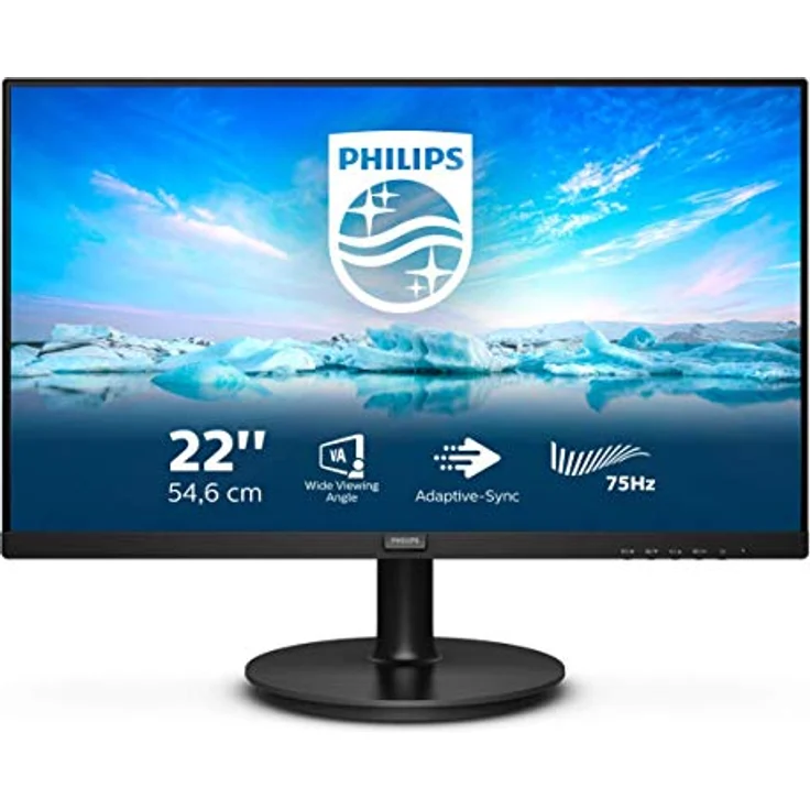 Philips 222V8LA - 22 Zoll FHD Monitor, AdaptiveSync (1920x1080, 75 Hz, VGA, HDMI, DisplayPort) in schwarz – Bild 2
